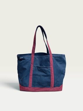 Vintage Rare LL Bean Boat And Tote Canvas Navy And Maroon 23x14 Made In USA
